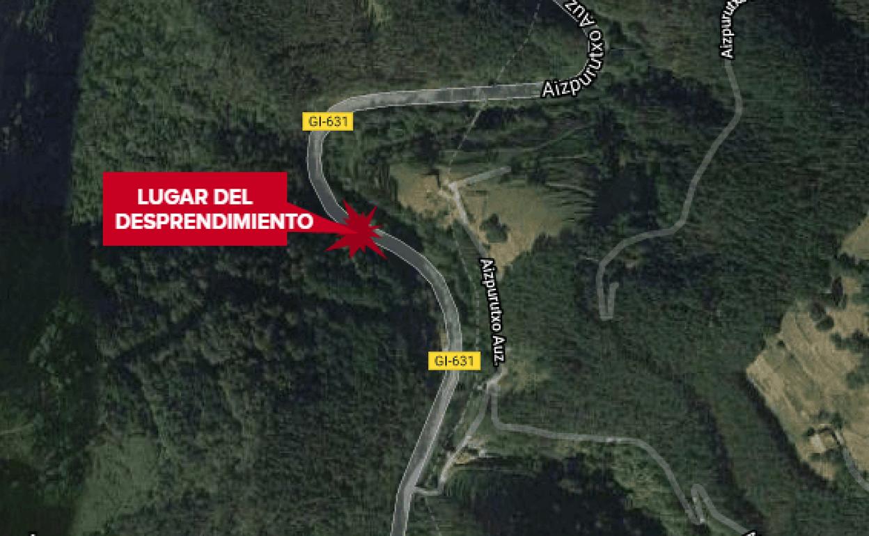 Lugar en el que ha tenido lugar el desprendimiento.