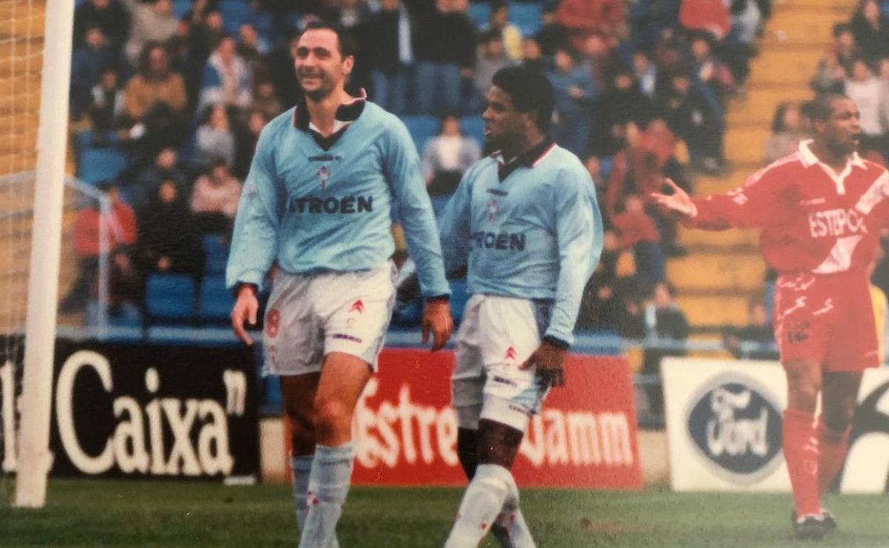 Ángel Miguel Merino y Mazinho, padres de Mikel y Rafinha, durante su etapa en el Celta de Vigo