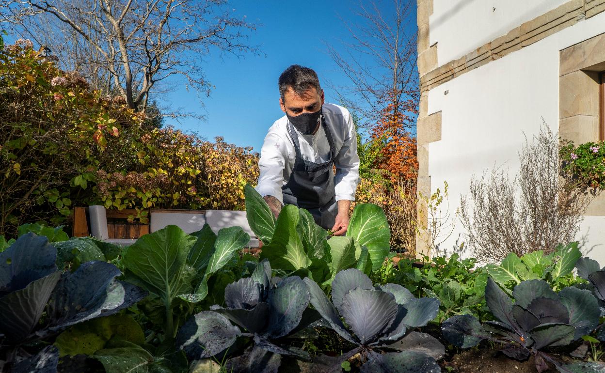 Empresario con plantación ecológica.