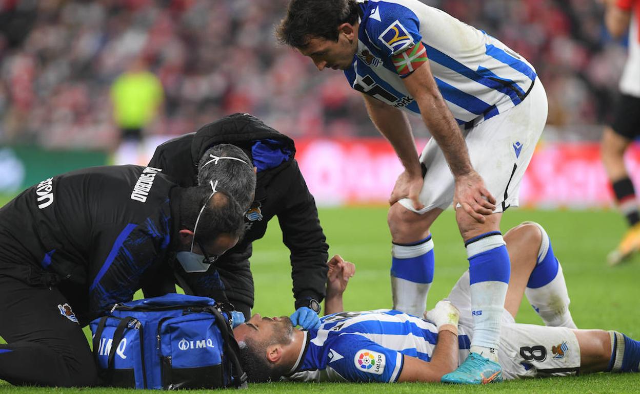 Mikel Merino, este domingo en San Mamés.