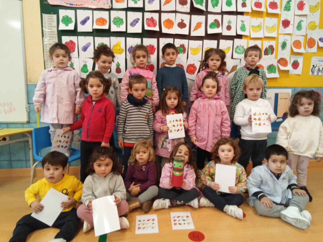 Los niños de la clase de 3 años.