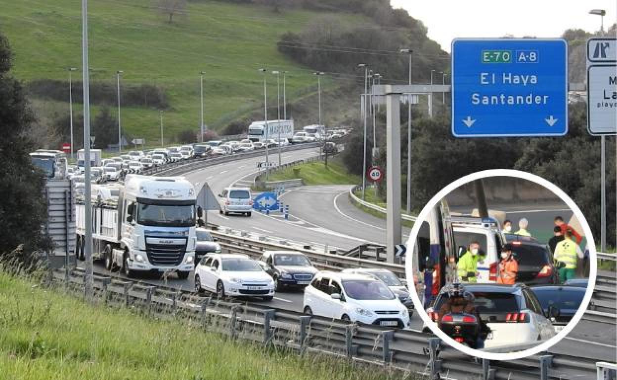 Ocho heridos en un accidente entre cuatro vehículos en la A-8 en Muskiz