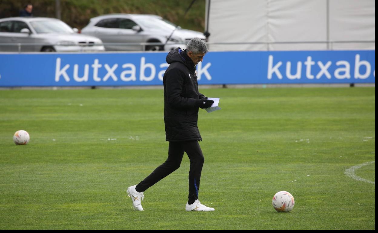 Imanol, esta mañana en el entrenamiento en Zubieta.
