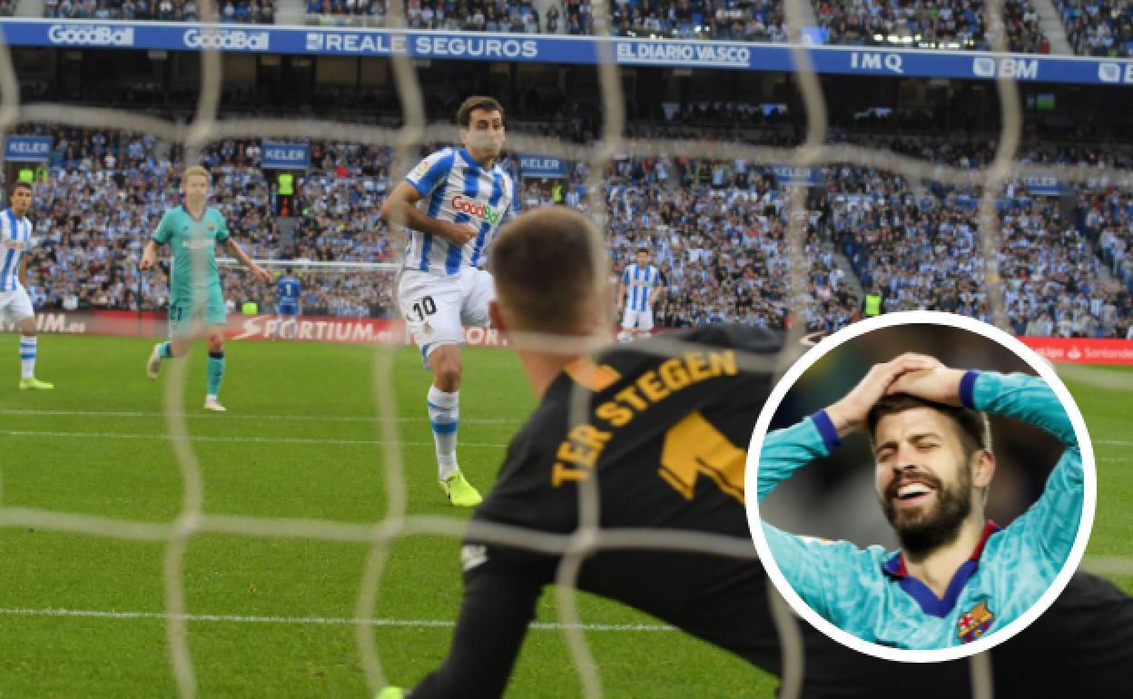 Penalti transformado por Oyarzabal en el encuentro de diciembre de 2019 contra el Barcelona.