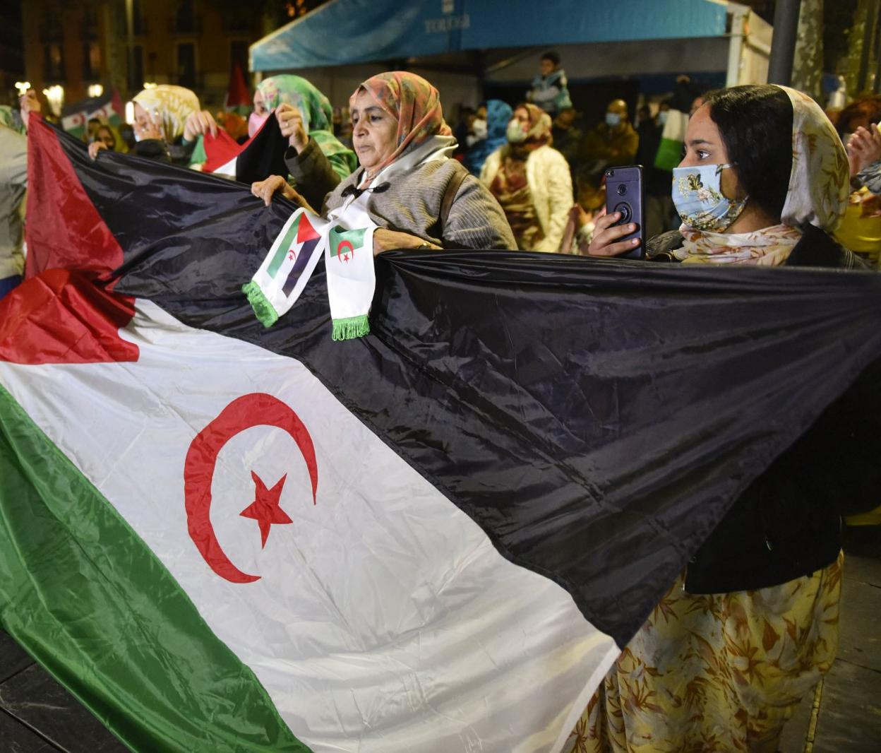 Imagen de una de las últimas manifestaciones de saharauis realizada en el Triángulo de Tolosa. 
