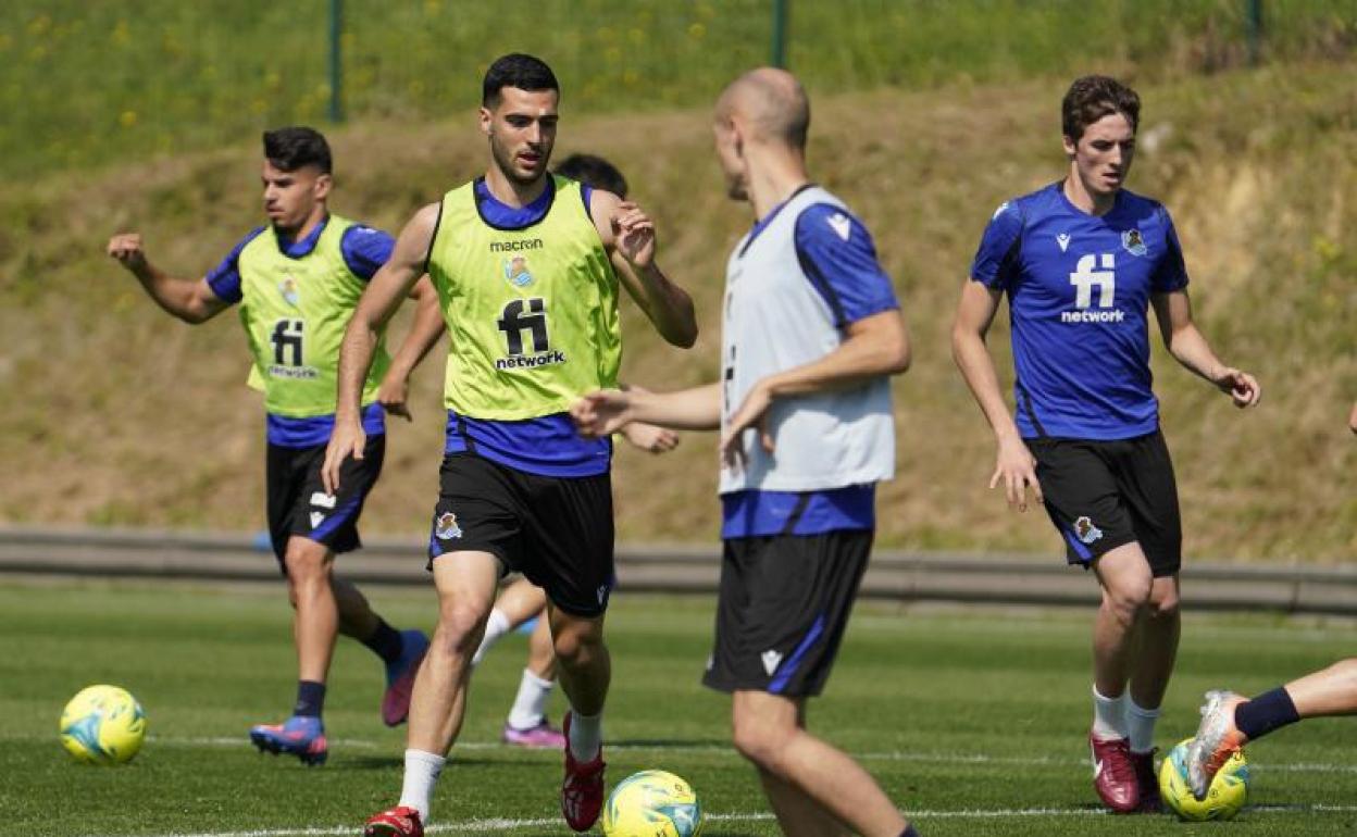 Merino, en el entrenamiento de este miércoles en Zubieta