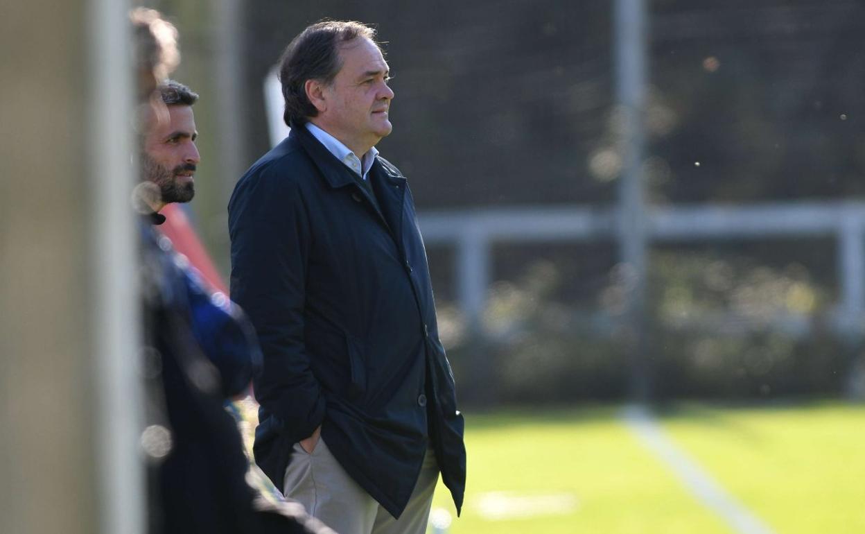 Jokin Aperribay, en la imagen en Zubieta, se encuentra muy satisfecho con la temporada realizada por la Real Sociedad. 