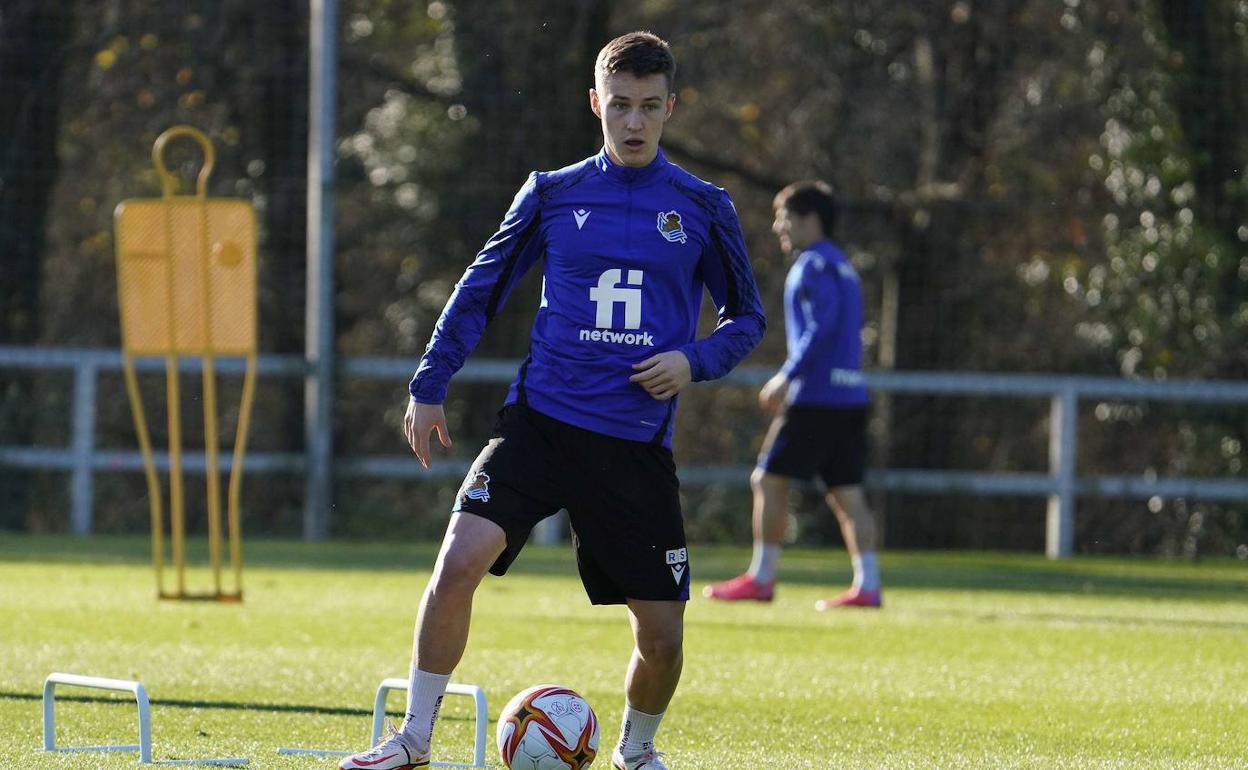 Turrientes en un entrenamiento en Zubieta. 
