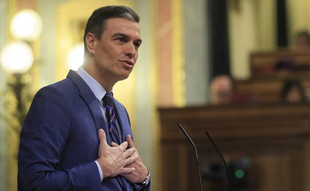 Pedro Sánchez durante su comparecencia en el Congreso.