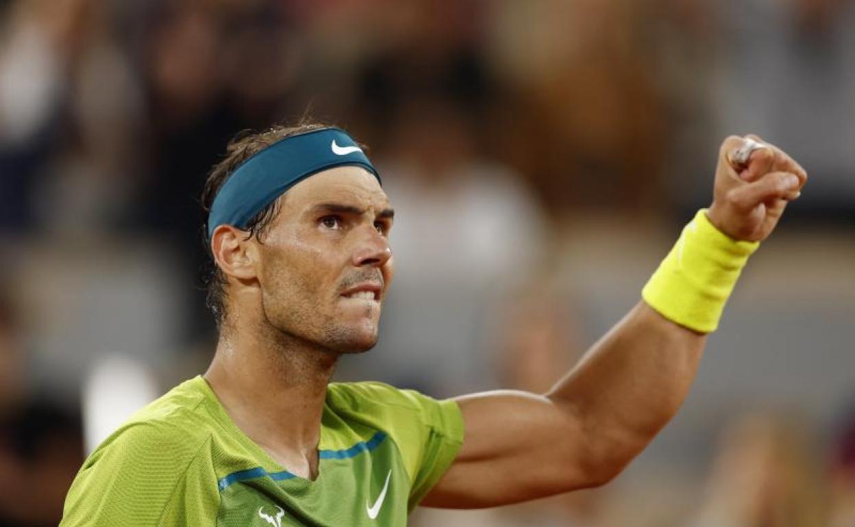 Rafa Nadal celebra un punto ganado ante el alemán Alexander Zverev.