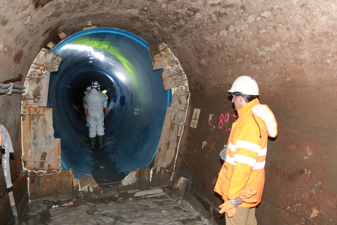 Obras del nuevo colector de aguas residuales que da servicio a Gros, Intxaurrondo, Ulia y Egia. 