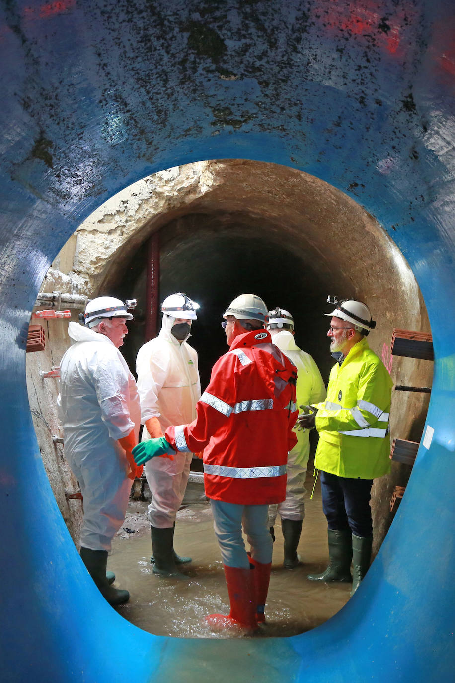 Obras del nuevo colector de aguas residuales que da servicio a Gros, Intxaurrondo, Ulia y Egia. 