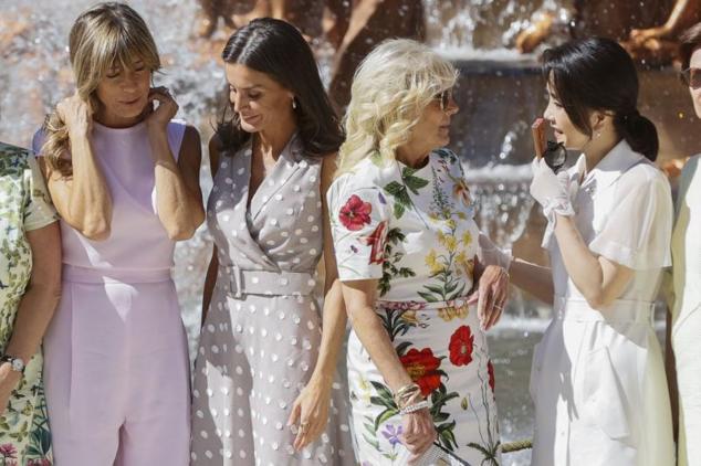 Begoña Gómez, la reina Letizia, Jill Biden y Keon Hee Kim, primera dama de Corea del Sur, en La Granja.