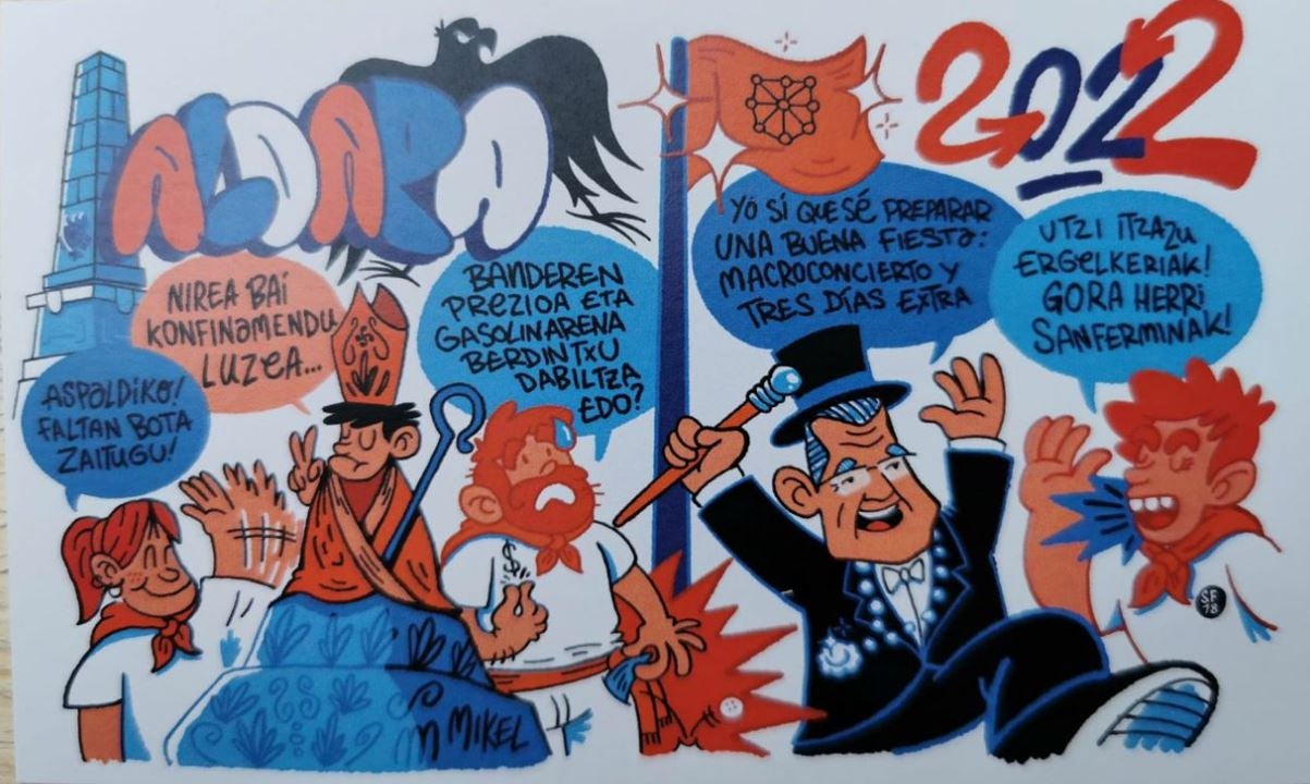 Fotos: Las ácidas y divertidas pancartas de las peñas de San Fermín 2022