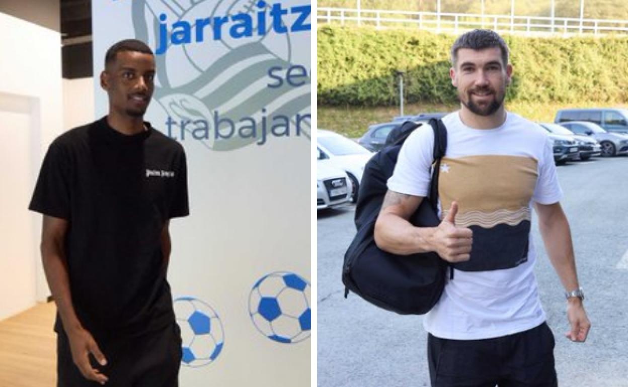 Alexander Isak y Mathew Ryan a su llegada este jueves a Zubieta.