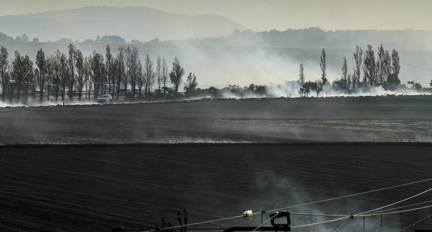Fotos: El incendio que ha provocado los cortes en la A-1 y en la circulación de trenes