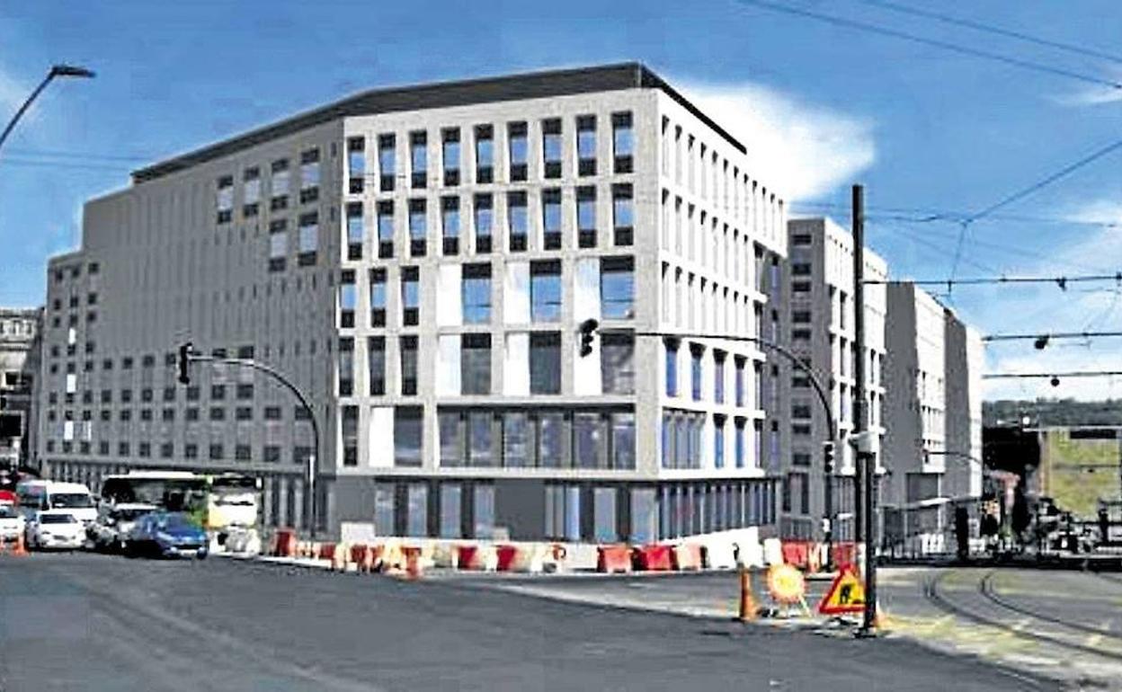 Infografía que reproduce el aspecto que tendrá la facultad de Medicina y Enfermería de la UPV/EHU. 