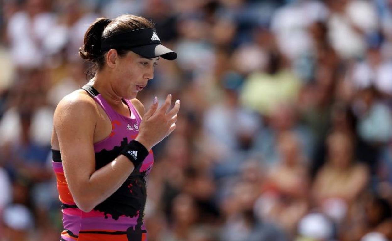 Garbiñe Muguruza, durante su partido ante Petra Kvitova. 