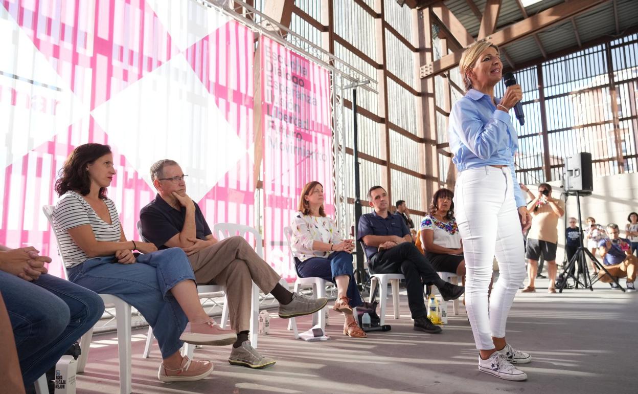 La vicepresidenta Yolanda Díaz, ayer en el acto político que celebró ayer en Bilbao. 