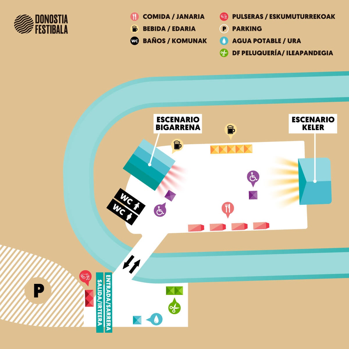 Mapa del recinto del Donostia Festibala. 