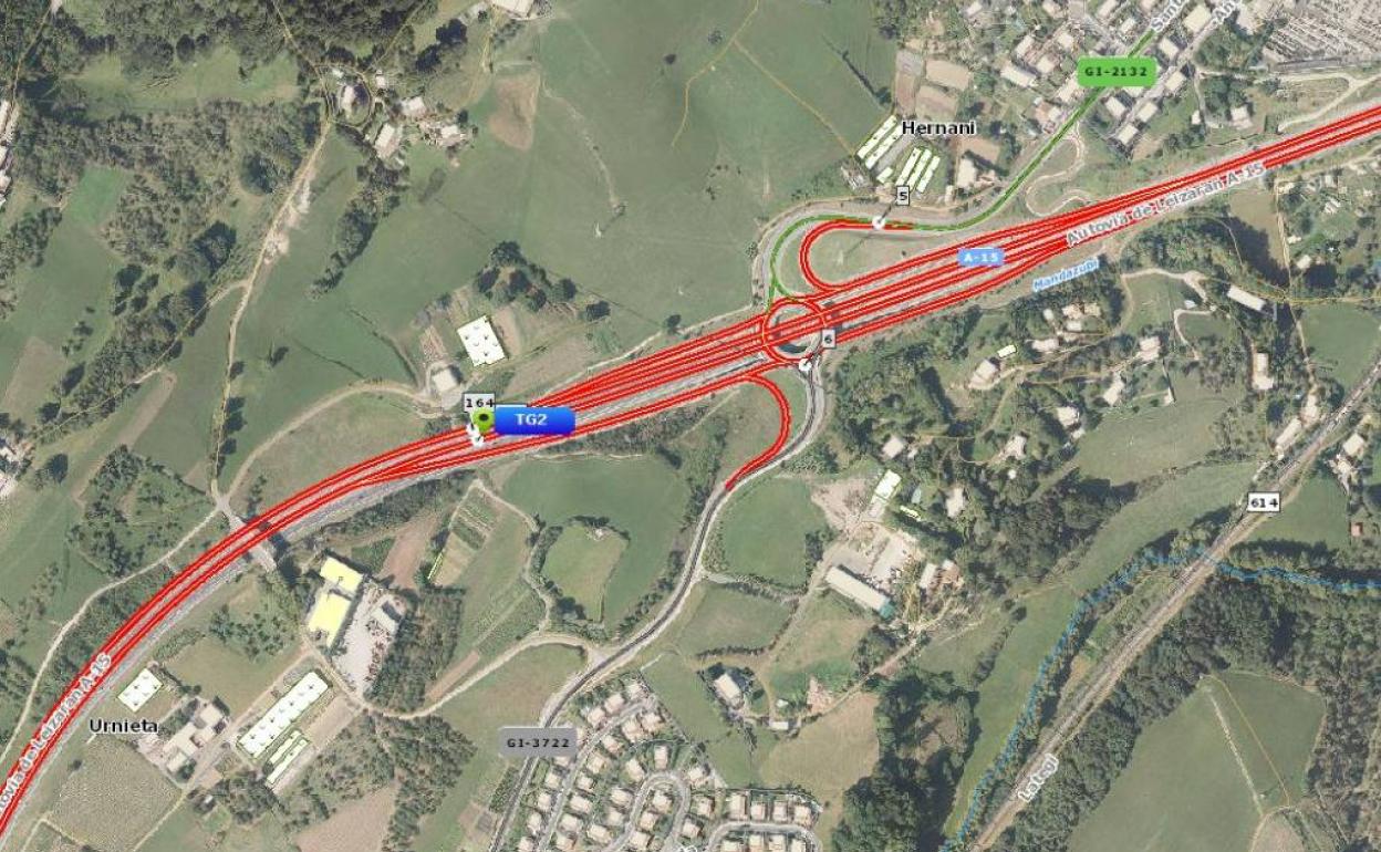 Tres heridos en un accidente múltiple en la A-15 en Urnieta