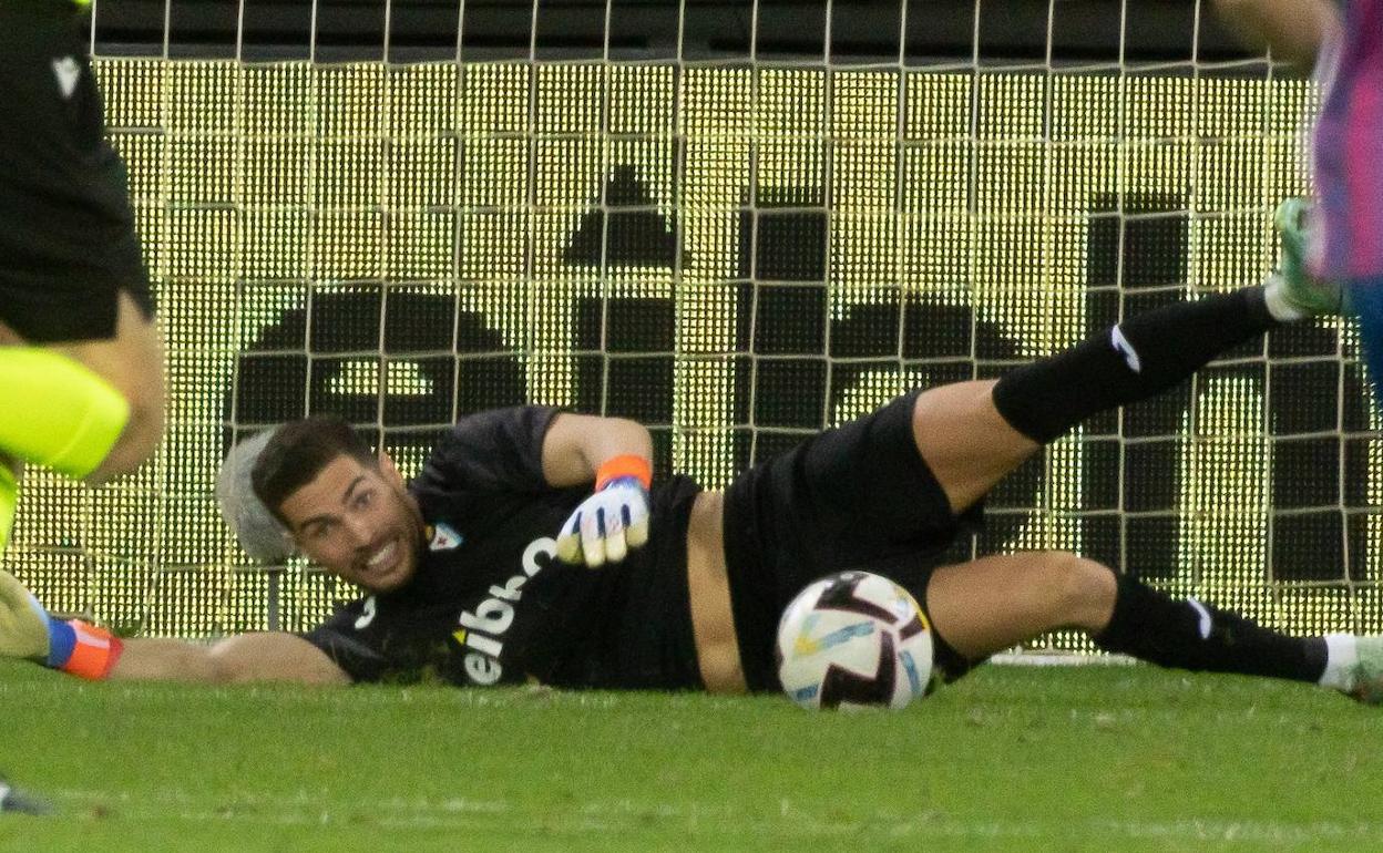 Luca Zidane en una intervención ante el Albacete. 