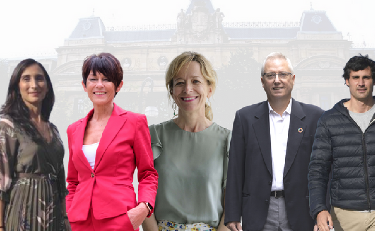 Miren Echeveste (Podemos Euskadi), Maddalen Iriarte (EH BIldu), Eider Mendoza (PNV), José Ignacio Asensio (PSE) y Mikel Lezama (PP) son los candidatos a diputado general de Gipuzkoa. 