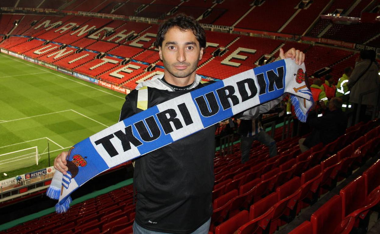 David, en Old Trafford en el United-Real Sociedad de la Champions League de 2013.