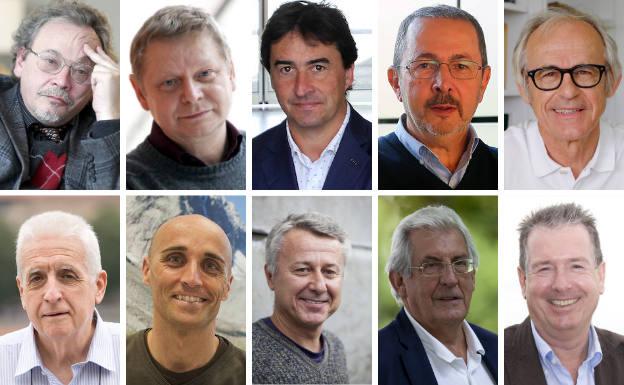 De arriba abajo y de izquierda a derecha, Alexei Verkhratsky, Sawomir Grabowski, David Mecerreyes, José María Asua, Carlos Matute, Félix Goñi, Iñigo Mujica, Vadim Soloshonok, Pedro Miguel Etxenike y Manuel Carreiras.