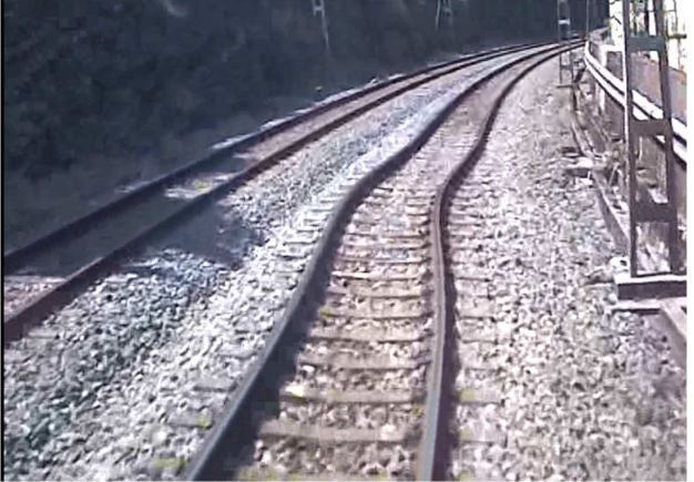 La desviación de la vía que se encontró el topo que descarriló en julio en San Sebastián.