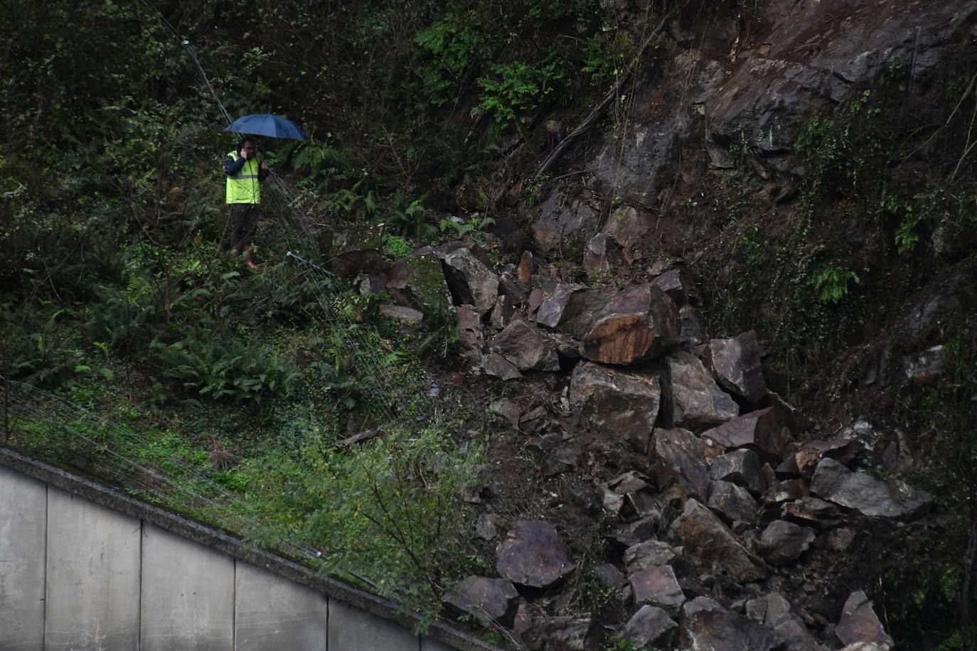 Fotos: Desprendimiento de rocas en la AP-8 en Elgoibar