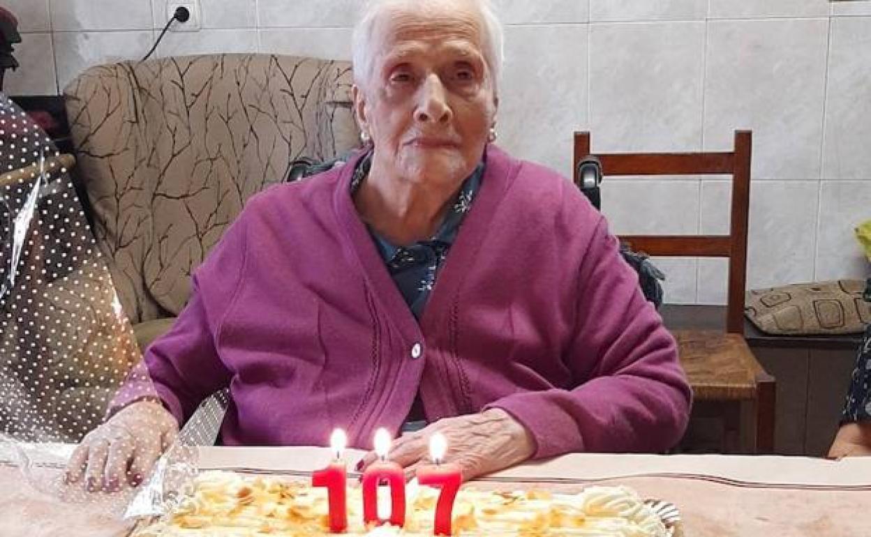 Cándida el pasado 3 de septiembre cuando cumplió 107 años.