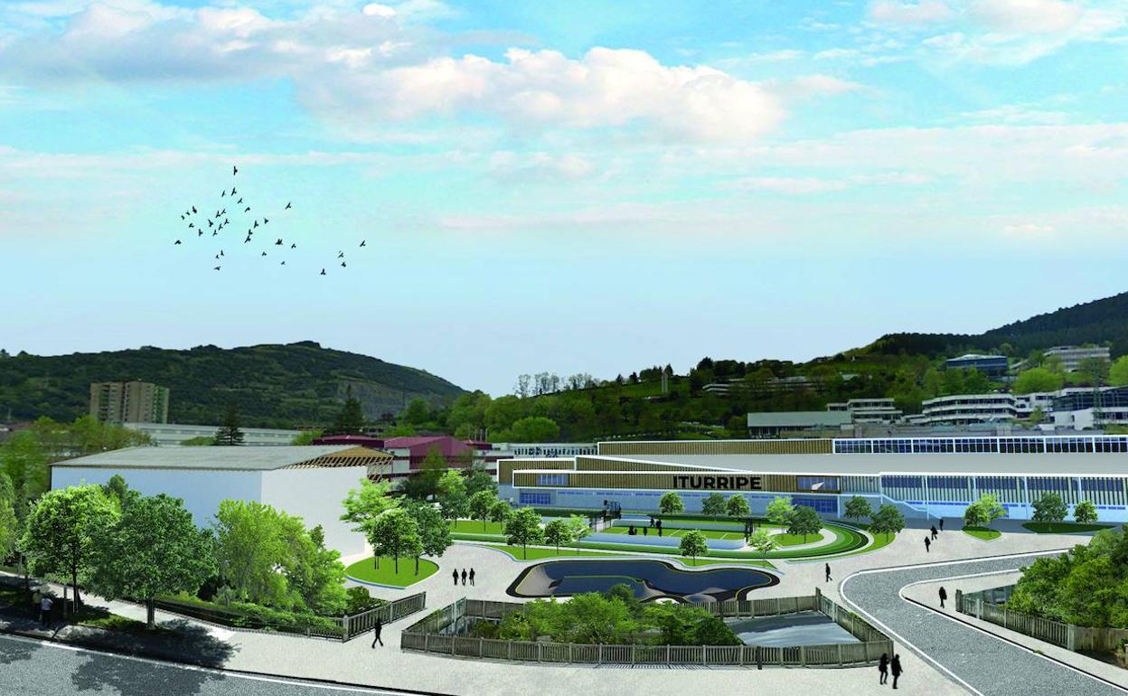 Infografía del proyecto de remodelación del polideportivo de Iturripe presentando por el gobierno PNV-PSE y que según EH Bildu «podria tener cierta cabida en nuestro proyecto Kirol Herria». 