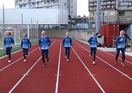 De izquierda a derecha: Moreda, Estefanía, Ferrer, Pérez, Castilla y Garmendia, en las pistas de Beraun.