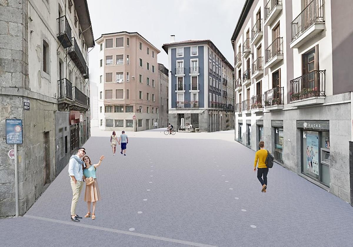 La plaza, con prioridad peatonal y nuevo pavimento.