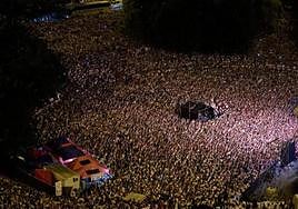 El concierto de La Oreja de van Gogh en la plaza de los Fueros fue el más multitudinario de los Sanfermines de 2022
