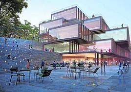 Vista lateral del nuevo edificio que se construirá en la avenida de Navarra en la que su cubierta será ajardinada y transitable.