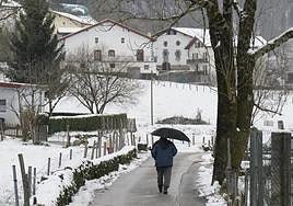 Nieve en Berastegi a finales de febrero.