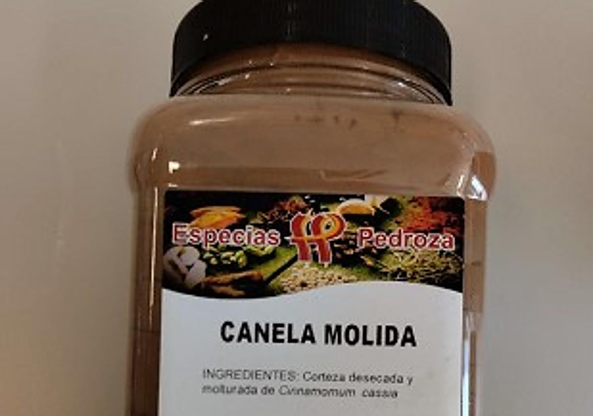 Presentación de la canela molida retirada del mercado.