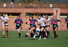 Las eibarresas en un momento del partido ante el Sant Cugat jugado en Unbe.