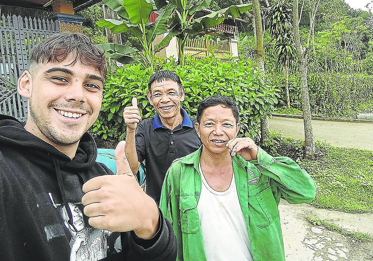 Ekain Andrés, en una foto que se sacó durante su viaje.