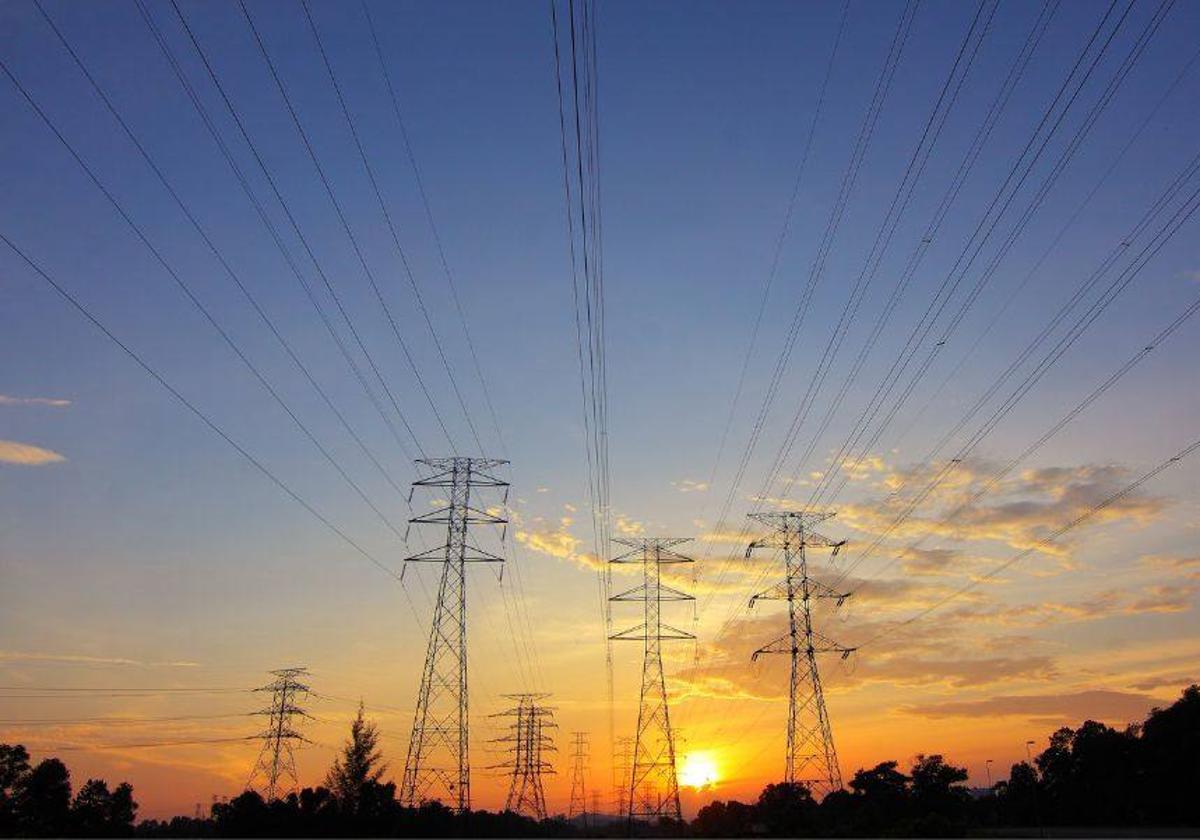 Tendido eléctrico en una zona afectada por la sequía.