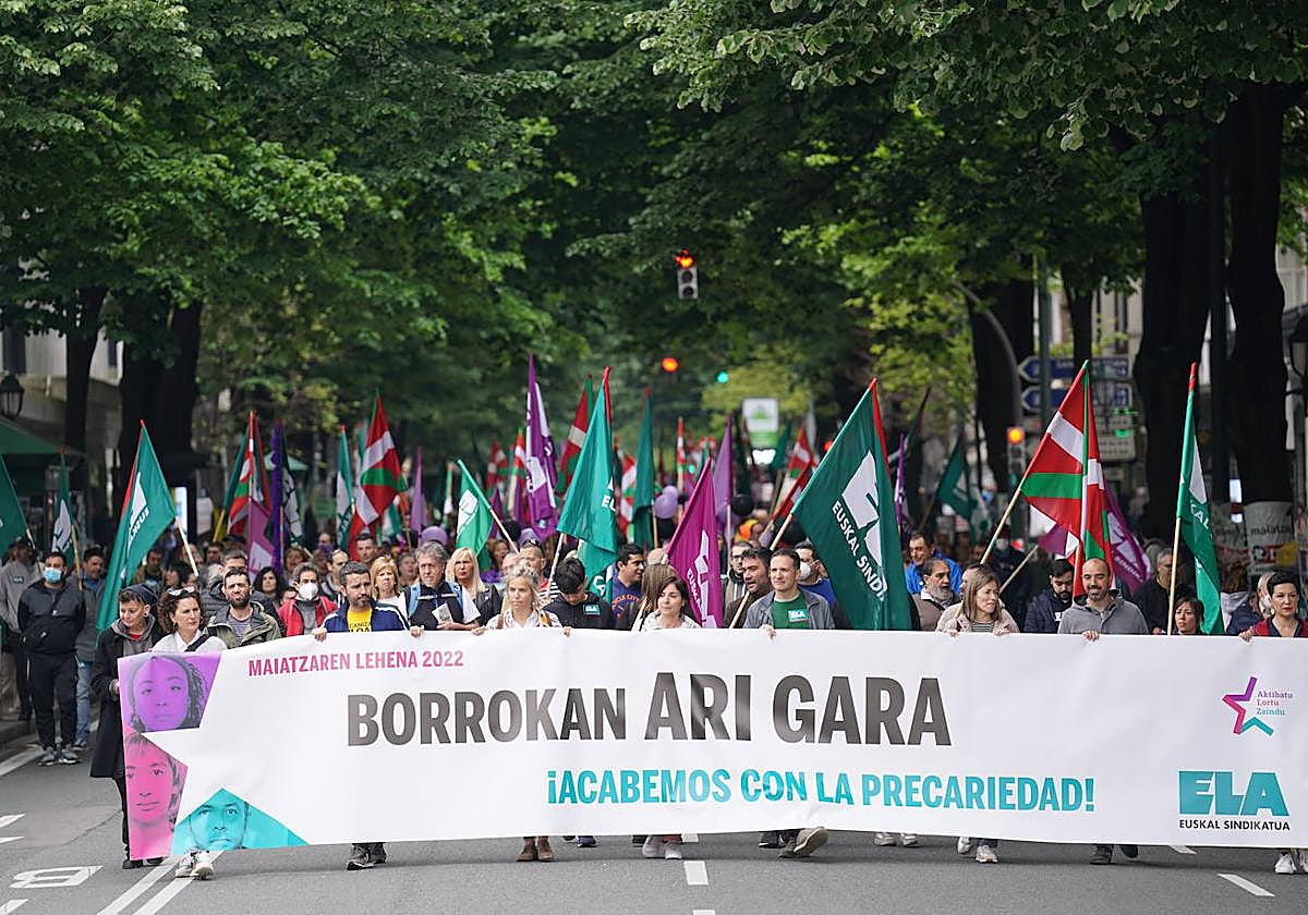 Manifestación por el Día Internacional de los Trabajadores de 2022 celebrado en Bilbao.