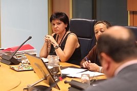 Ana Urchueguía, en una comisión del Parlamento Vasco cuando era delegada del Gobierno Vasco en Chile y Perú.