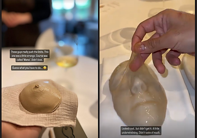 Dos de los 21 platos que probó el 'inluencer' en el Mugaritz.