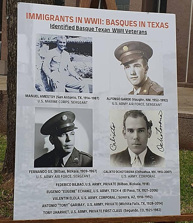 Cartel con algunos de los combatientes de origen vasco.