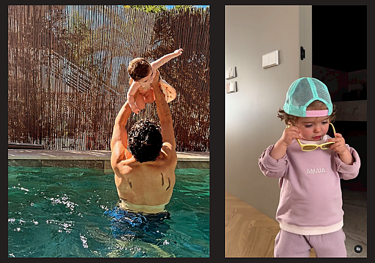 Amaia, la hija de Jaime Lorente en dos imágenes compartidas en su Instagram.