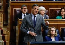 El presidente del Gobierno, Pedro Sánchez, en la sesión de control en el Congreso de los Diputados.