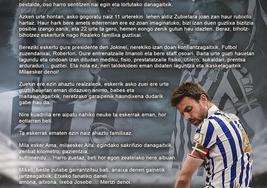 Carta de despedida que Asier Illarramendi ha subido a sus redes sociales.