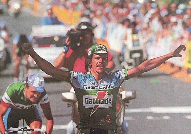 Su última victoria, en la tercera etapa de a Euskal Bizikleta en Segura en 1993.